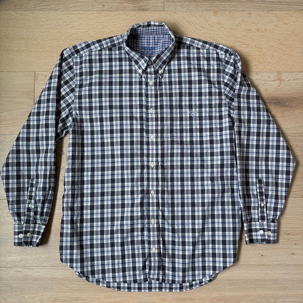 Barbour Plaid Button Down Shirt Men’s L Long Sleeve Cotton Pocket *Y9